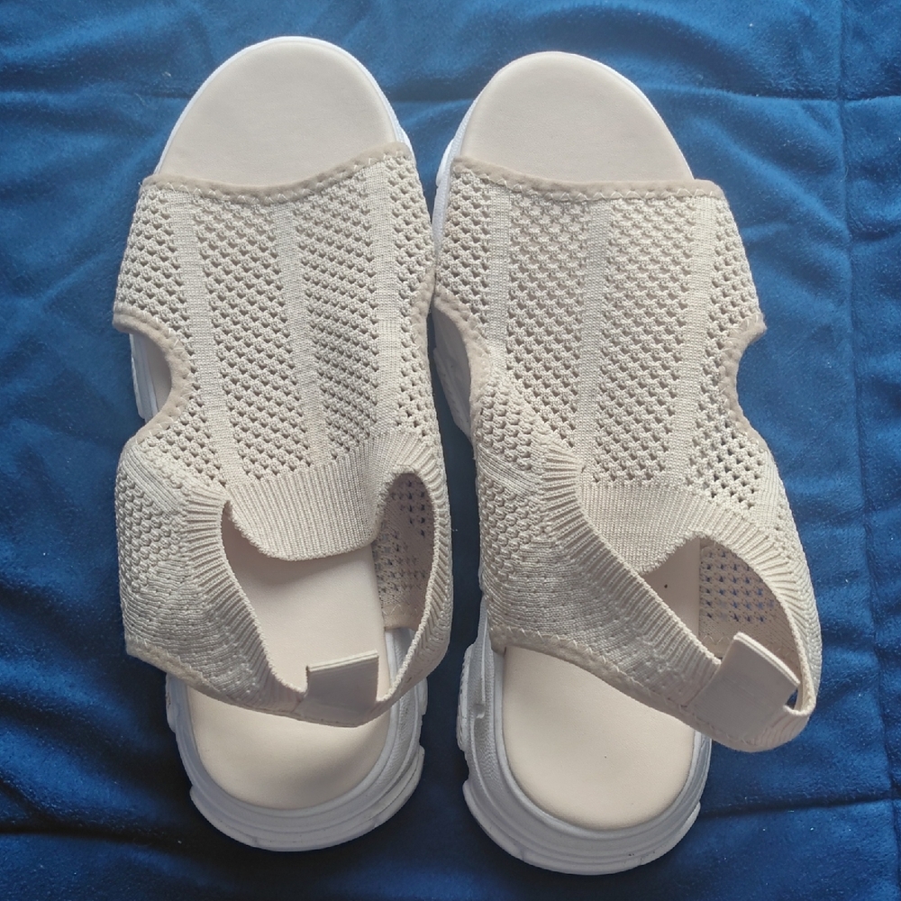Women's Cream Knit Sandals